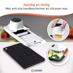 Lekro Multifunctionele Groentesnijder Met Glazen Ovenschaal - Mandoline - Uiensnijder - Frietsnijder - Groentensnijder- Anti-slip Mat - Glas & RSV - 12-delig -Merkloos Winkel 1200x1200 1936