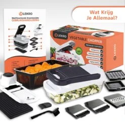 Lekro Multifunctionele Groentesnijder Met Glazen Ovenschaal - Mandoline - Uiensnijder - Frietsnijder - Groentensnijder- Anti-slip Mat - Glas & RSV - 12-delig -Merkloos Winkel 1200x1200 1938