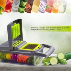 ProudProducts – Multifunctionele Groentesnijder – Groentesnijder Uiensnijder - Mandoline – 12 Delig – RVS Scherpe Messen – Zwart/Groen -Merkloos Winkel 1200x1200 1959