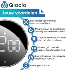 Qlocio Digitale Kookwekker Klok - Keukenwekker - Magnetisch - Zwart 11 Qlocio Digitale Kookwekker Klok - Keukenwekker - Magnetisch - Zwart -Merkloos Winkel 1200x1200 2067