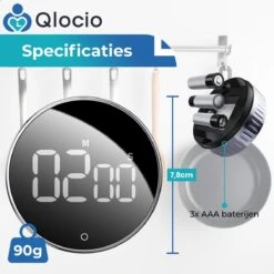Qlocio Digitale Kookwekker Klok - Keukenwekker - Magnetisch - Zwart 12 Qlocio Digitale Kookwekker Klok - Keukenwekker - Magnetisch - Zwart -Merkloos Winkel 1200x1200 2068