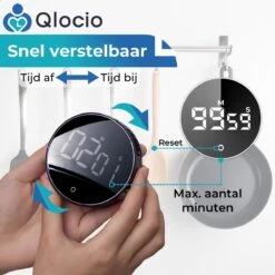 Qlocio Digitale Kookwekker Klok - Keukenwekker - Magnetisch - Zwart 13 Qlocio Digitale Kookwekker Klok - Keukenwekker - Magnetisch - Zwart -Merkloos Winkel 1200x1200 2069