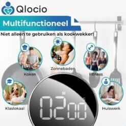 Qlocio Digitale Kookwekker Klok - Keukenwekker - Magnetisch - Zwart 14 Qlocio Digitale Kookwekker Klok - Keukenwekker - Magnetisch - Zwart -Merkloos Winkel 1200x1200 2070