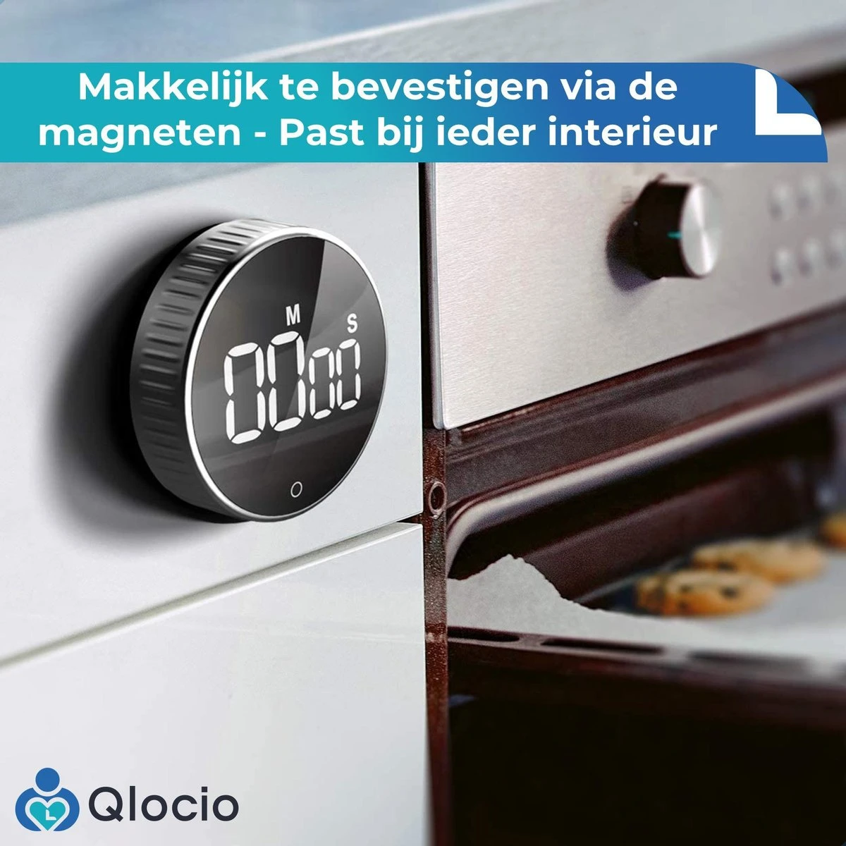 Qlocio Digitale Kookwekker Klok - Keukenwekker - Magnetisch - Zwart 8 Qlocio Digitale Kookwekker Klok - Keukenwekker - Magnetisch - Zwart - Afbeelding 8