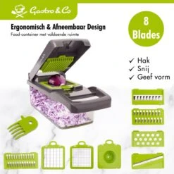 Gastro & Co® 8-Delige Mandoline - Multifunctionele Groentesnijder Inclusief Eiwitscheider & Schoonmaakborstel - Groente & Fruit Snijder - Julienne Keukensnijder - Keuken Snijmachine - Fruitsnijder - Uiensnijder - Patatsnijder - Frietsnijder -Merkloos Winkel 1200x1200 2208
