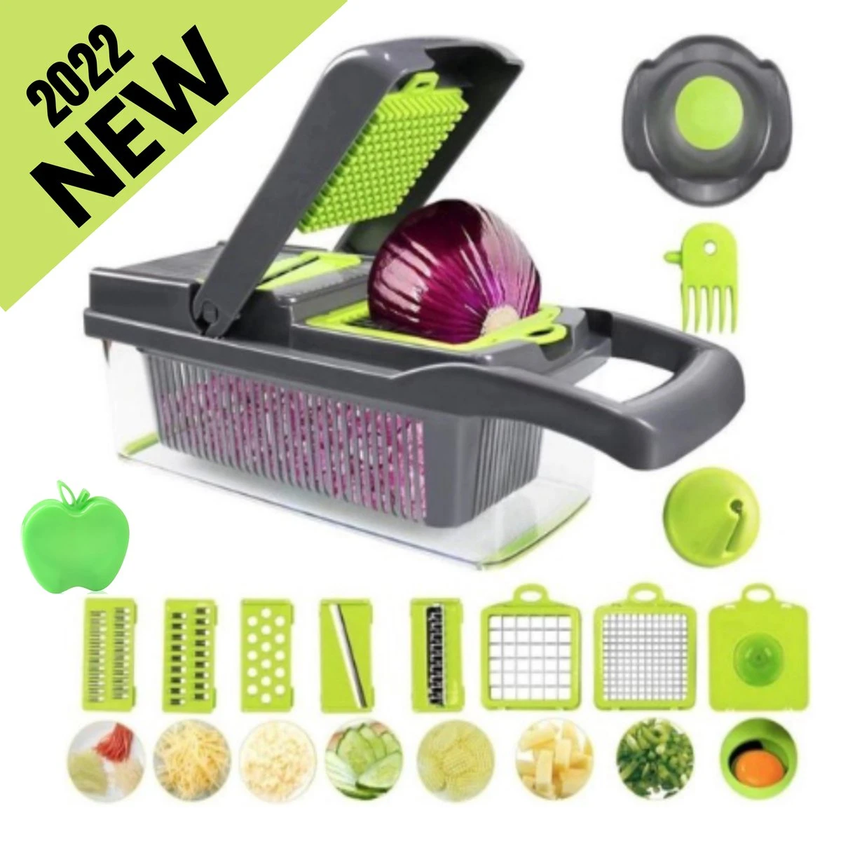 W&Z® Multifunctionele Groentesnijder - Mandoline -Fritessnijder - Keukensnijder - Groentehakker - 16 Delig 1 W&Z® Multifunctionele Groentesnijder - Mandoline -Fritessnijder - Keukensnijder - Groentehakker - 16 Delig