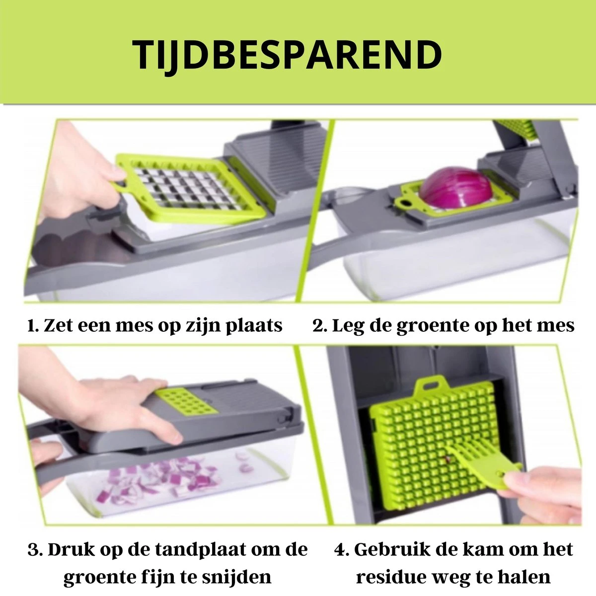 W&Z® Multifunctionele Groentesnijder - Mandoline -Fritessnijder - Keukensnijder - Groentehakker - 16 Delig 7 W&Z® Multifunctionele Groentesnijder - Mandoline -Fritessnijder - Keukensnijder - Groentehakker - 16 Delig - Afbeelding 7