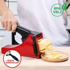 Merkloos Frietsnijder - Patatsnijder - Groentesnijder - Roestvrijstalen Snijrooster - Raspen, Schillers & Snijders - Rood