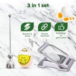 Bikolo - Eiersnijder - Champignonsnijder - Eierschaal Snijder - Eierwekker - Egg Timer - Inclusief Luxe Cadeauverpakking + E-Book Kookboek -Merkloos Winkel 1200x1200 2348