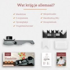 Gustuine Mandoline Keukensnijder - Multifunctionele Groentesnijder & Frietsnijder - Rasp & Kaasrasp - Incl. E-Book -Merkloos Winkel 1200x1200 2390