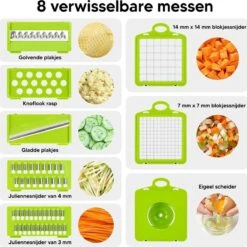 Mandoline + Messenslijper T.w.v. €17,95 - Multifunctionele Groentesnijder – (Zelfreinigende) Mandoline Nicer Dicer – Uiensnijder – Groentensnijder – Frietsnijder – Keukensnijder – Groentehakker – Snijmachine – Multifunctioneel 15-delig – RVS -Merkloos Winkel 1200x1200 2392