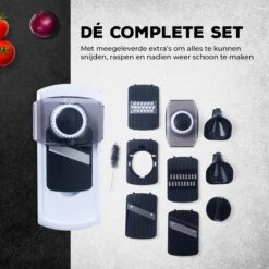 Estus QuickSlicer Mandoline Keukensnijder - Groentesnijder - Uiensnijder - Spiraalsnijder - Roestvrij Staal - Vingerbeschermer - 6 Opzetstukken -Merkloos Winkel 1200x1200 2456