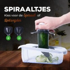 Estus QuickSlicer Mandoline Keukensnijder - Groentesnijder - Uiensnijder - Spiraalsnijder - Roestvrij Staal - Vingerbeschermer - 6 Opzetstukken -Merkloos Winkel 1200x1200 2457