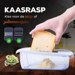 Estus QuickSlicer Mandoline Keukensnijder - Groentesnijder - Uiensnijder - Spiraalsnijder - Roestvrij Staal - Vingerbeschermer - 6 Opzetstukken -Merkloos Winkel 1200x1200 2460
