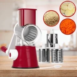 Mandoline Groentesnijder- Slicer Dicer - Rasper - Keukensnijder - Kaasrasp – Trommelrasp - Rood