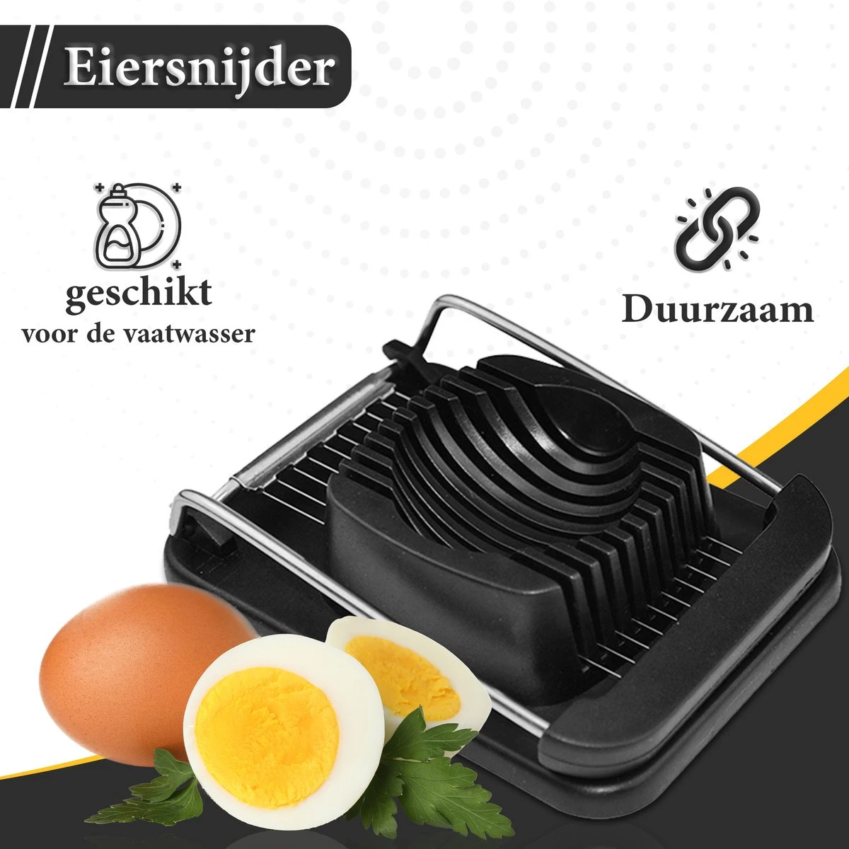 ProudProducts Eiersnijder – Eisnijder - Keukengerei – Vaatwasserbestendig – Kunststof - Zwart 2 ProudProducts Eiersnijder – Eisnijder - Keukengerei – Vaatwasserbestendig – Kunststof - Zwart - Afbeelding 2