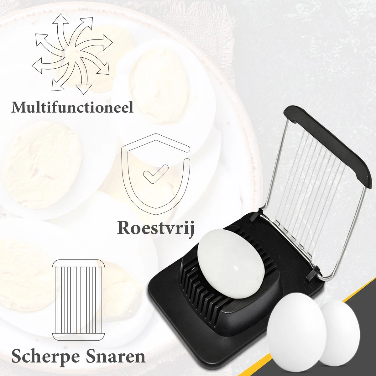 ProudProducts Eiersnijder – Eisnijder - Keukengerei – Vaatwasserbestendig – Kunststof - Zwart 4 ProudProducts Eiersnijder – Eisnijder - Keukengerei – Vaatwasserbestendig – Kunststof - Zwart - Afbeelding 4