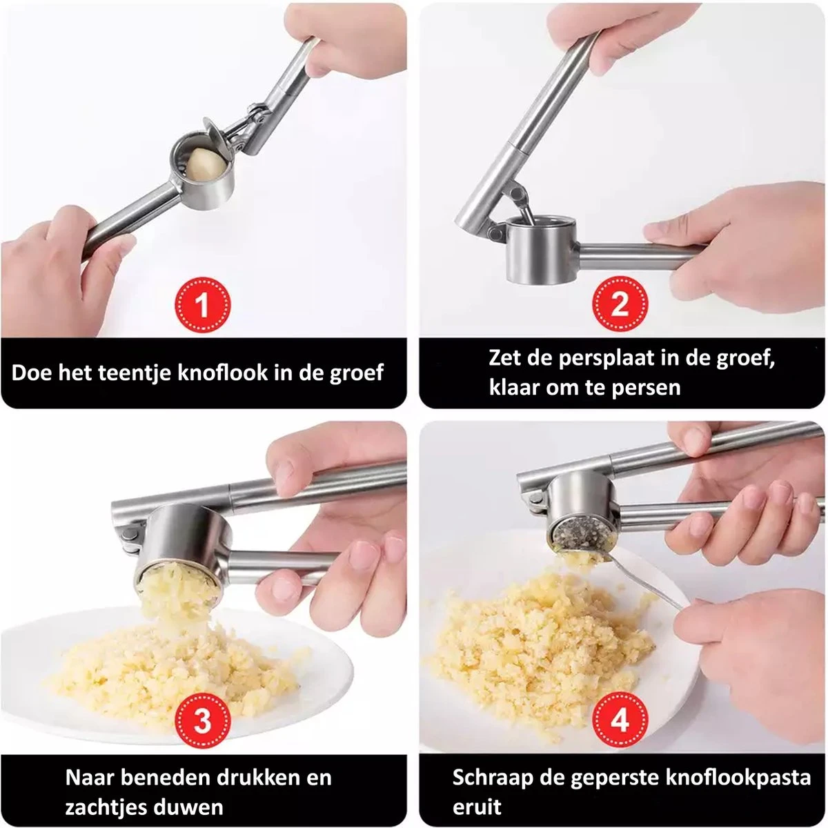 Knoflookpers - Gemberpers - RVS - Vaatwasserbestendig - Hoogwaardig Roestvrijstaal 8 Knoflookpers - Gemberpers - RVS - Vaatwasserbestendig - Hoogwaardig Roestvrijstaal - Afbeelding 8