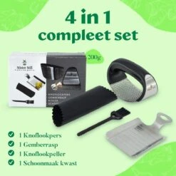Mister Mill Knoflookpers Gemberrasp Set - Lookpers - Knoflook Pers - Gemberpers - Knoflooksnijder - Knoflookpeller - Garlic Press -Merkloos Winkel 1200x1200 2729