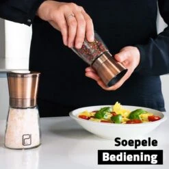 Peper En Zoutmolen Set Van 2 - Koperen Pepermolen En Zoutmolen - Koper RVS - Verstelbare Maalgraad - Bamboe Houder -Merkloos Winkel 1200x1200 2794