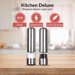 Kitchen Deluxe® Elektrische Zout- En Pepermolen Set – Inclusief Kookboek – Pepermolen - Peper En Zoutmolen Set- Verstelbare Maalgraad - Zeezout én Kruidenmixes -Merkloos Winkel 1200x1200 2804