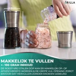 Peper En Zoutmolen Set - RVS Zout En Peperstel - Zoutvaatje En Pepermolen - 2 In 1 -Merkloos Winkel 1200x1200 2816