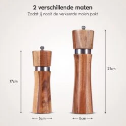 Luxe Peper En Zoutmolen Set - Pepermolen - Acacia Hout - RVS - 21cm -Merkloos Winkel 1200x1200 2840