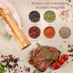 Sybra - Peper En Zoutmolen Set - Inclusief Serveerbakje - Pepermolen - Zoutmolen - Acacia Hout - Instelbare Maalgraad - Duurzaam -Merkloos Winkel 1200x1200 2858