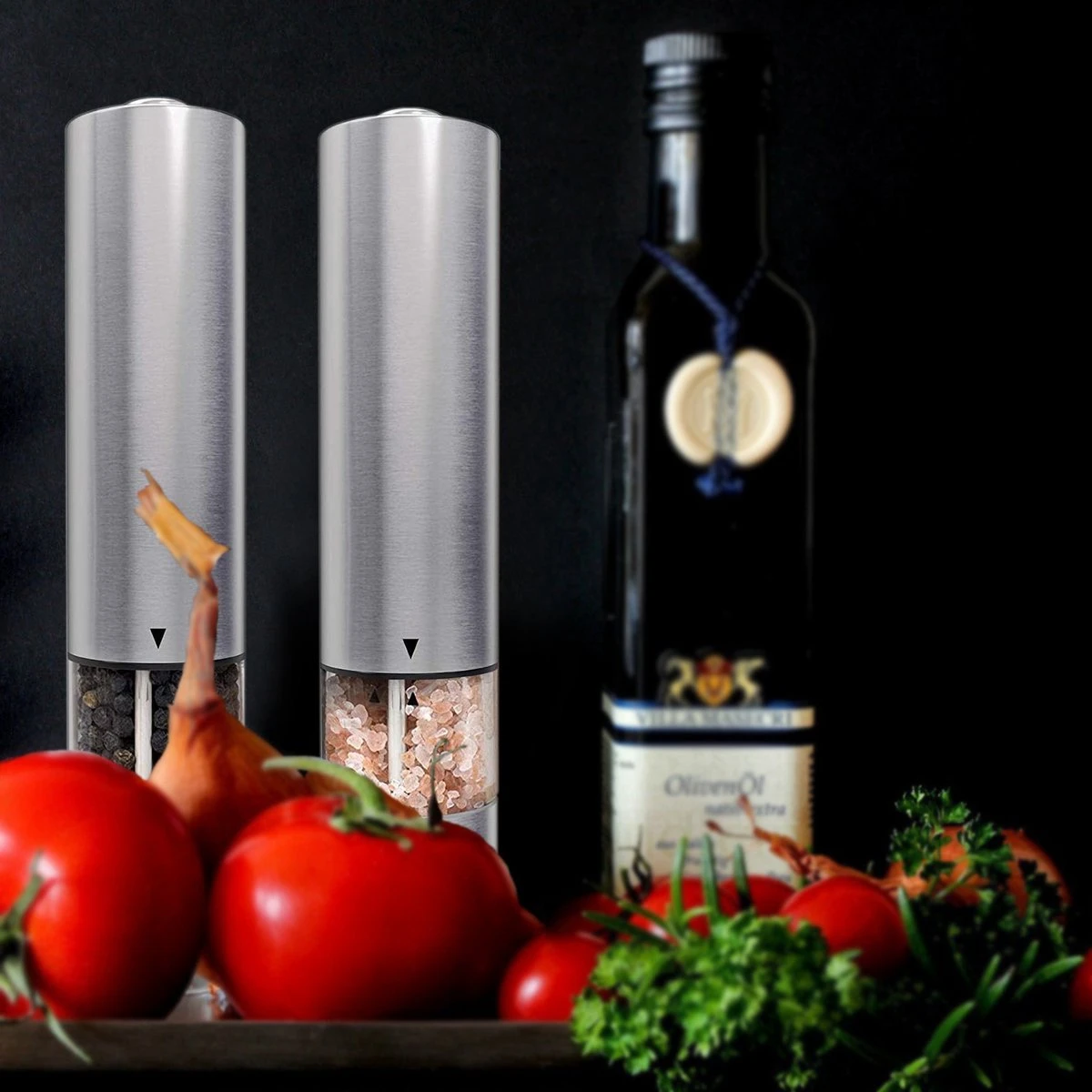 Elektrische Zout- En Pepermolen - Set 2 Stuks - RVS - Met LED-verlichting - Grofheid Verstelbaar 6 Elektrische Zout- En Pepermolen - Set 2 Stuks - RVS - Met LED-verlichting - Grofheid Verstelbaar - Afbeelding 6