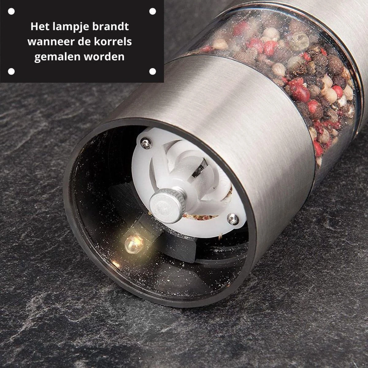 Allkinds Peper En Zoutmolen Set Elektrisch - Praktisch En Stijlvol - Doseringsfunctie - RVS - 70 Ml Inhoud 2 Allkinds Peper En Zoutmolen Set Elektrisch - Praktisch En Stijlvol - Doseringsfunctie - RVS - 70 Ml Inhoud - Afbeelding 2