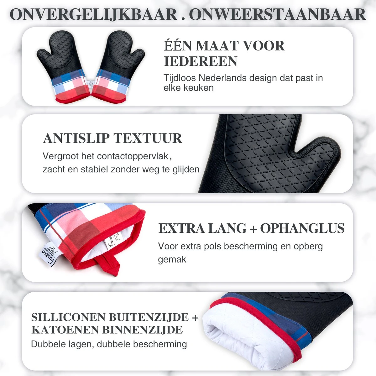 Fuwooo® Ovenwanten - Ovenhandschoenen - Siliconen - BBQ - Max 230°C 3 Fuwooo® Ovenwanten - Ovenhandschoenen - Siliconen - BBQ - Max 230°C - Afbeelding 3