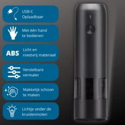 GOV Elektrische Peper- En Zoutmolen Set Zwart Oplaadbaar - Pepermolen - Kruidenmolen 7 GOV Elektrische Peper- En Zoutmolen Set Zwart Oplaadbaar - Pepermolen - Kruidenmolen -Merkloos Winkel 1200x1200 2924