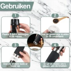 Kitchen Deluxe® Peper En Zoutmolen Set Elektrisch - Kruidenmolen Incl. Standaard En Kookboek - Gravitatie - RVS -Merkloos Winkel 1200x1200 2929