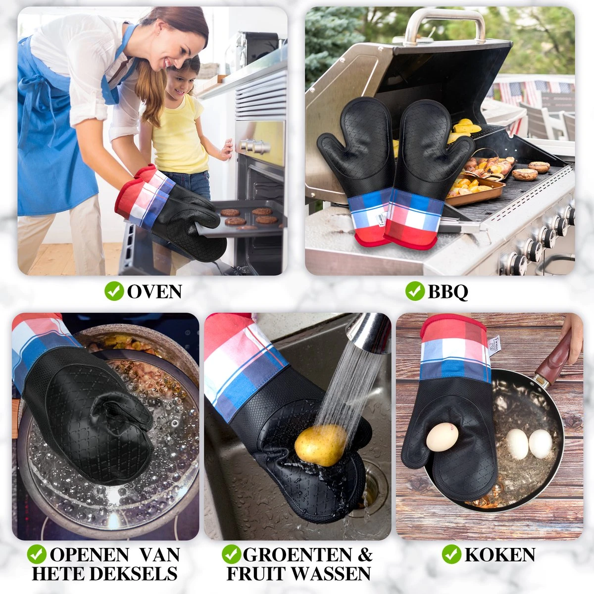 Fuwooo® Ovenwanten - Ovenhandschoenen - Siliconen - BBQ - Max 230°C 4 Fuwooo® Ovenwanten - Ovenhandschoenen - Siliconen - BBQ - Max 230°C - Afbeelding 4