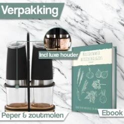 Kitchen Deluxe® Peper En Zoutmolen Set Elektrisch - Kruidenmolen Incl. Standaard En Kookboek - Gravitatie - RVS -Merkloos Winkel 1200x1200 2931