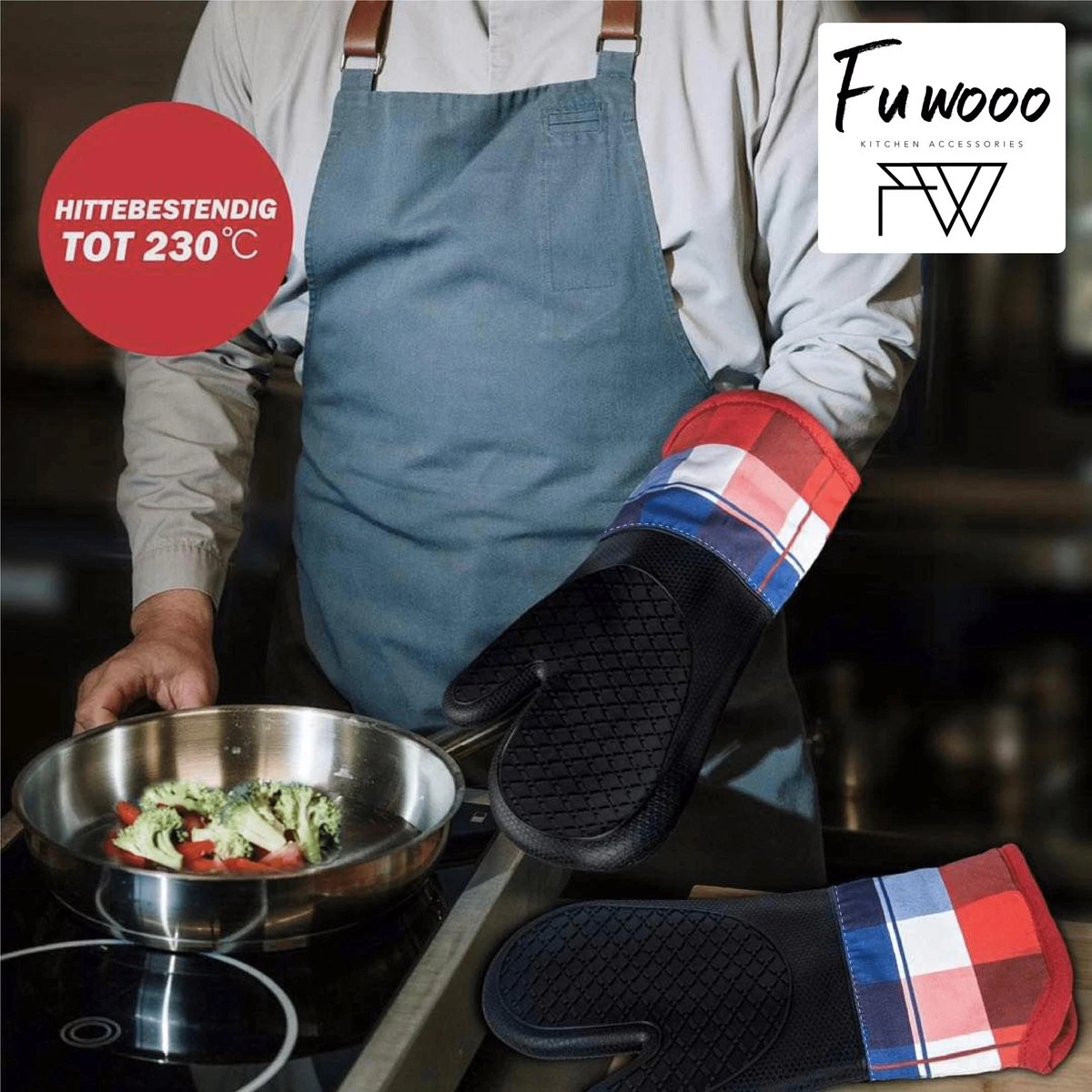 Fuwooo® Ovenwanten - Ovenhandschoenen - Siliconen - BBQ - Max 230°C 6 Fuwooo® Ovenwanten - Ovenhandschoenen - Siliconen - BBQ - Max 230°C - Afbeelding 6