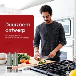 Aye Kitchen Peper En Zout Molen Set – Elektrisch – Voor Kruiden & Specerijen – RVS - Duurzaam -Merkloos Winkel 1200x1200 2954