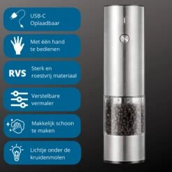 GOV Elektrische Peper- En Zoutmolen RVS XL Oplaadbaar - Automatische Pepermolen -Merkloos Winkel 1200x1200 2989