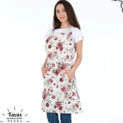 Pedra Keukenschort 60x80 Cm Rode Rozen Kookschort Met Zakken Keukenschort Dames Schort Voor Vrouwen