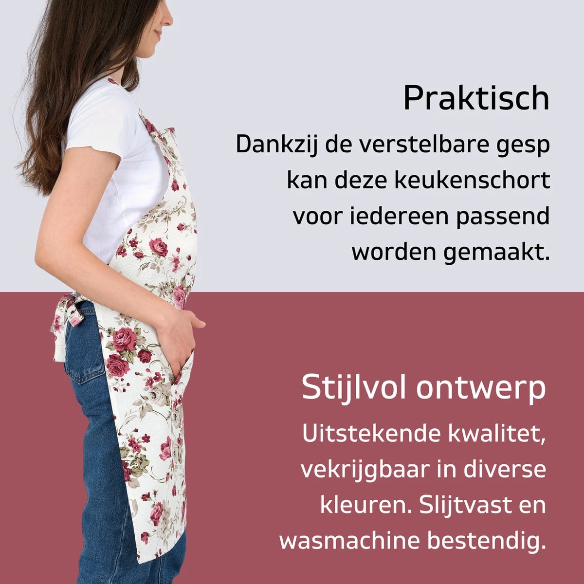 Pedra Keukenschort 60x80 Cm Rode Rozen Kookschort Met Zakken Keukenschort Dames Schort Voor Vrouwen 2 Pedra Keukenschort 60x80 Cm Rode Rozen Kookschort Met Zakken Keukenschort Dames Schort Voor Vrouwen - Afbeelding 2