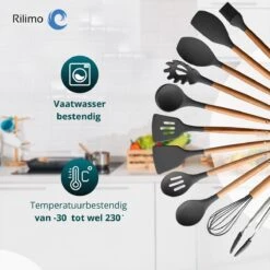Keukengerei Set Met Houder - Kookgerei Set Spatel Pot - Keukengerei Keukenset - 12 Delige Zwart Hout -Merkloos Winkel 1200x1200 3187