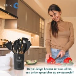 Keukengerei Set Met Houder - Kookgerei Set Spatel Pot - Keukengerei Keukenset - 12 Delige Zwart Hout -Merkloos Winkel 1200x1200 3188
