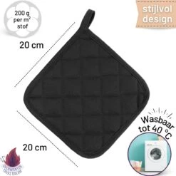 TAVAS Mooi Zwart Pannenlappen 2 Stuks Hittebestendige Pannenlapset Katoen, Thermolite Tot 220°C -Merkloos Winkel 1200x1200 319