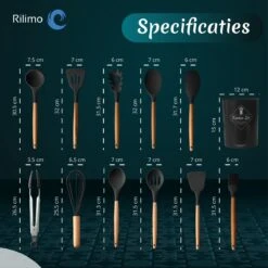 Keukengerei Set Met Houder - Kookgerei Set Spatel Pot - Keukengerei Keukenset - 12 Delige Zwart Hout -Merkloos Winkel 1200x1200 3191