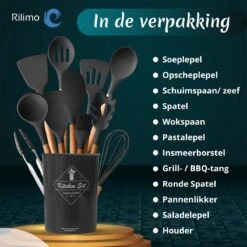 Keukengerei Set Met Houder - Kookgerei Set Spatel Pot - Keukengerei Keukenset - 12 Delige Zwart Hout -Merkloos Winkel 1200x1200 3192