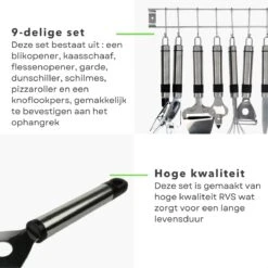 Cheqo® Ophangbare Keukengerei - RVS Keukengerei Met Houder - Keukenset Muurhouder - Ophangrek Met Haken - Met Blikopener - Kaasschaaf - Garde - Flessenopener - Dunschiller - Schilmes - Pizzaroller - Knoflookpers - 9 Delig 7 Cheqo® Ophangbare Keukengerei - RVS Keukengerei Met Houder - Keukenset Muurhouder - Ophangrek Met Haken - Met Blikopener - Kaasschaaf - Garde - Flessenopener - Dunschiller - Schilmes - Pizzaroller - Knoflookpers - 9 Delig -Merkloos Winkel 1200x1200 3218
