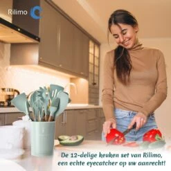 Keukengerei Set Met Houder - Kookgerei Set Spatel Pot - Keukengerei Keukenset - 12 Delig Mint Groen -Merkloos Winkel 1200x1200 3239