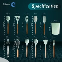 Keukengerei Set Met Houder - Kookgerei Set Spatel Pot - Keukengerei Keukenset - 12 Delig Mint Groen -Merkloos Winkel 1200x1200 3242