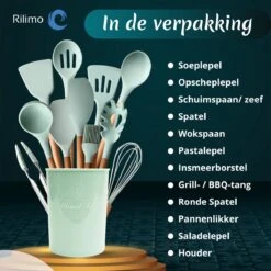 Keukengerei Set Met Houder - Kookgerei Set Spatel Pot - Keukengerei Keukenset - 12 Delig Mint Groen -Merkloos Winkel 1200x1200 3243