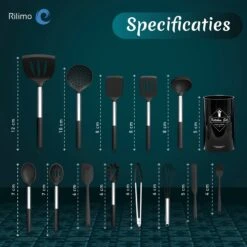 Keukengerei Set Met Houder - Kookgerei Set Spatel Pot - Keukengerei Keukenset - 15 Delige Zwart Rvs -Merkloos Winkel 1200x1200 3268